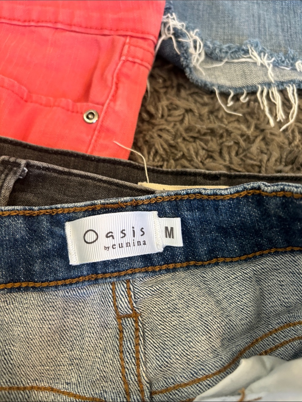 Bundle of Women’s Denim Shorts - Black, Coral, Light Blue - Picture 8 of 9